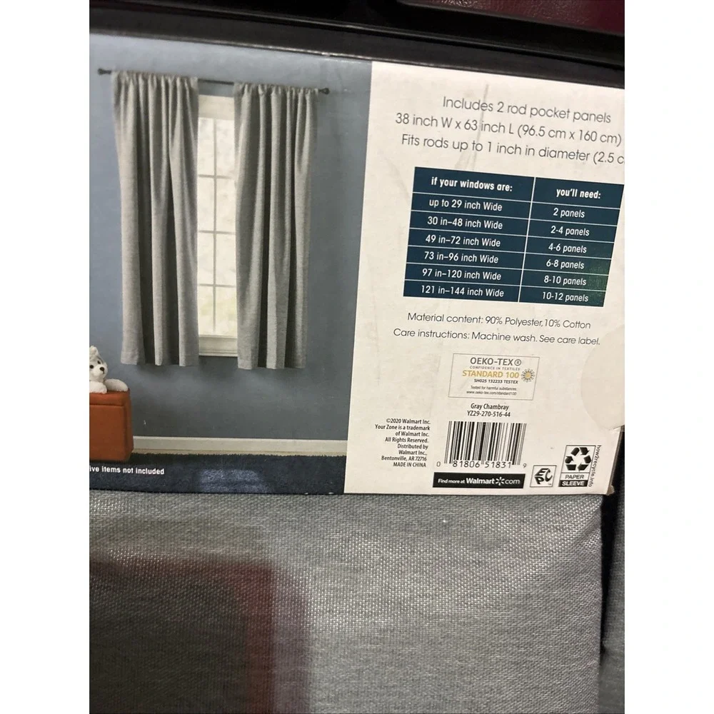 2  Your Zone Room Darkening Panel Pair, Silver 30